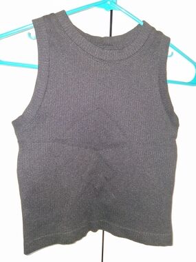 Aura Black Ribbed Crop Tank Top